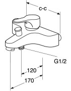 Dušo/vonios maišytuvas Gustavsberg Nautic, chromuotas