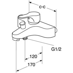 Dušo/vonios maišytuvas Gustavsberg Nautic, chromuotas