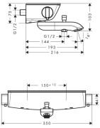 Termostatinis dušo/vonios maišytuvas Hansgrohe EcoStat Select