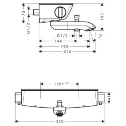 Termostatinis dušo/vonios maišytuvas Hansgrohe EcoStat Select