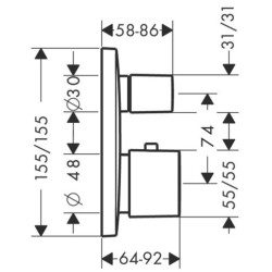 Dekoratyvinė dalis Hansgrohe PuraVida, su mygtuku, balta