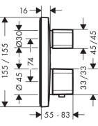 Dekoratyvinė dalis Hansgrohe EcoStat E, 2 taškų