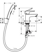 Praustuvo maišytuvas Hansgrohe Talis E, su dušeliu