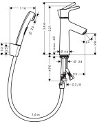 Praustuvo maišytuvas Hansgrohe Talis S, su dušeliu