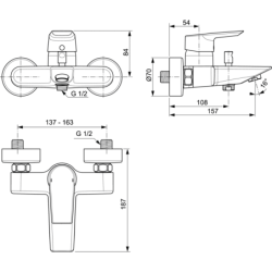 Dušo/vonios maišytuvas Ideal Standard Tesi