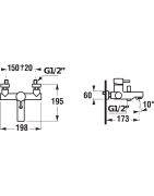 Vonios/dušo maišytuvas Jika Mio, be dušo komplekto