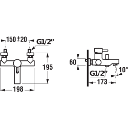 Vonios/dušo maišytuvas Jika Mio, be dušo komplekto