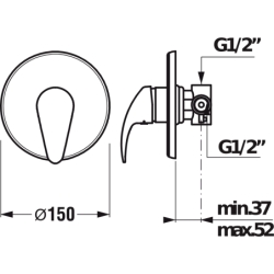 Potinkinis vonios/dušo maišytuvas Jika Lyra, be dušo komplekto