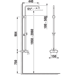 Dušo maišytuvas Jika Lyra Plus, su dušo stovu, be dušo komplekto