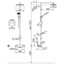 Termostatinis lietaus dušo komplektas Oras Optima, su snapu