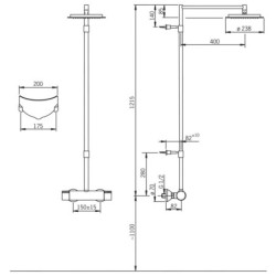 Termostatinis lietaus dušo komplektas Oras Cubista