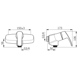 Dušo maišytuvas Oras Safira, su žarnos pajungimu iš apačios