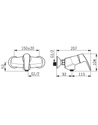 Dušo maišytuvas Oras Safira, su žarnos pajungimu iš apačios