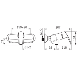 Dušo maišytuvas Oras Safira, su žarnos pajungimu iš apačios