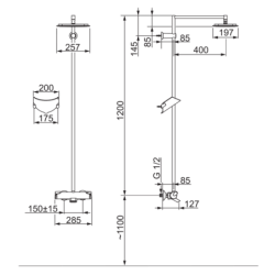 Termostatinis lietaus dušo komplektas Oras Optima, su rankenėlėm