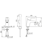 Praustuvo maišytuvas Oras Aquita, su rankiniu dušeliu