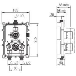 Termostatinio dušo maišytuvo korpusas Oras Cubista