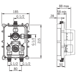 Termostatinio dušo ir vonios maišytuvo korpusas Oras Cubista