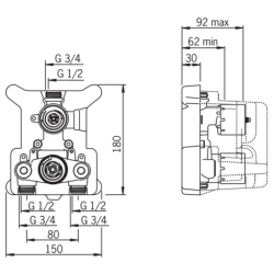 Termostatinio dušo maišytuvo korpusas Oras Optima