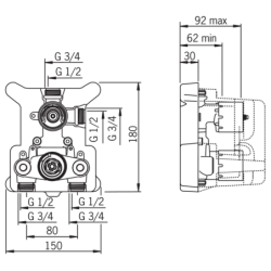 Termostatinio vonios ir dušo maišytuvo korpusas Oras Optima