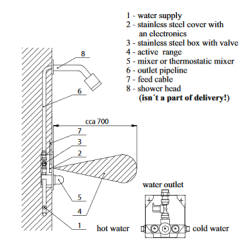 Dušo daviklis Sanela SLS02T, su montažine dėžute, 24V