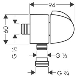 Jungtis potinkiniam dušui Hansgrohe Fixfit E Stop