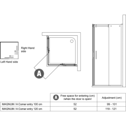 Dušo durys Ideal Standard Magnum 100cm, stumdomos, kairė