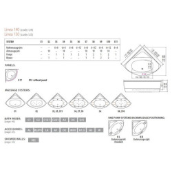 Vonia Balteco Linea 140x140 cm, su apdaila E17, masažinė