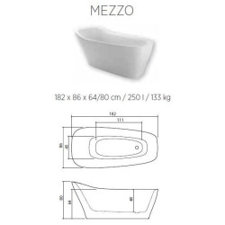 Akmens masės vonia Balteco Mezzo, 182x86 cm