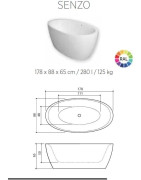 Akmens masės vonia Balteco Xynox Senzo, 178x88cm