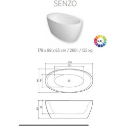 Akmens masės vonia Balteco Xynox Senzo, 178x88cm
