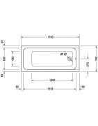 Vonia Duravit D-Code 170x75 cm, su kojelėmis ir sifonu