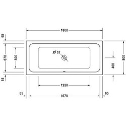 Vonia Duravit D-Code 180x80 cm, balta