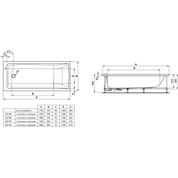 Vonia Ideal Standard Connect 180x80cm, su atrama ir sifonu
