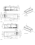 Vonia Ideal Standard Connect 170x55/70cm, su atrama ir sifonu