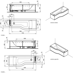 Vonia Ideal Standard Connect 170x55/70cm, su atrama ir sifonu