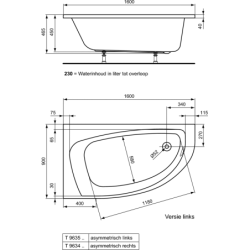 Vonia Ideal Standard Playa 160x90cm, dešinė