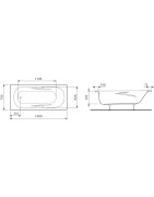 Vonia Jika Alma 160x75cm, su rankenėlėmis