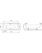 Vonia Jika Praga 170x80cm, su rankenėlėmis