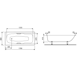 Vonia Jika Praga 170x80cm, su rankenėlėmis