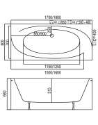 Vonia Kyma Audra 180x80x68 cm, su kojelėmis