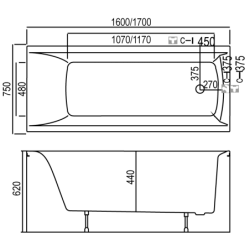 Vonia Kyma Inga 160x75x62cm, su kojelėmis