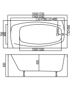 Apdailos plokštė voniai Kyma Lina 150cm, priekinė
