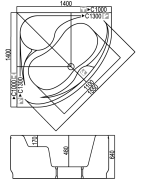 Vonia Kyma Vaiva 140x140x64cm, su kojelėmis