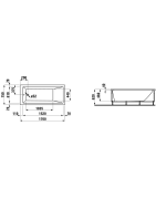 Vonia Laufen Pro 170x75cm, su kairiniu "L" formos paneliu