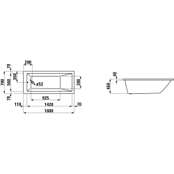 Vonia Laufen Pro 160x70cm, įleidžiama