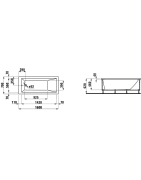Vonia Laufen Pro 160x70cm, su kairiniu "L" formos paneliu