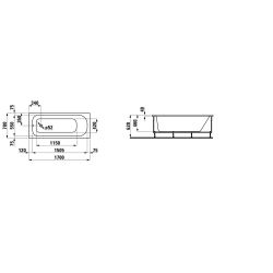 Vonia Laufen Solutions 170x70 cm, įleidžiama, su rėmu