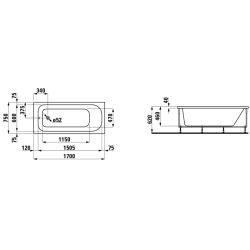 Vonia Laufen Solutions 170x75 cm, įleidžiama, su rėmu