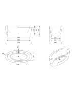 Vonia Paa Aria 174x84 cm, ovali, laisvai pastatoma